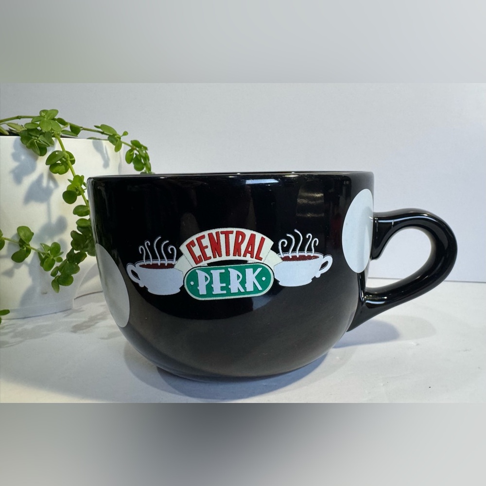 Friends Central Perk Jumbo Coffee Mug Black & White Polka Dot NWOT